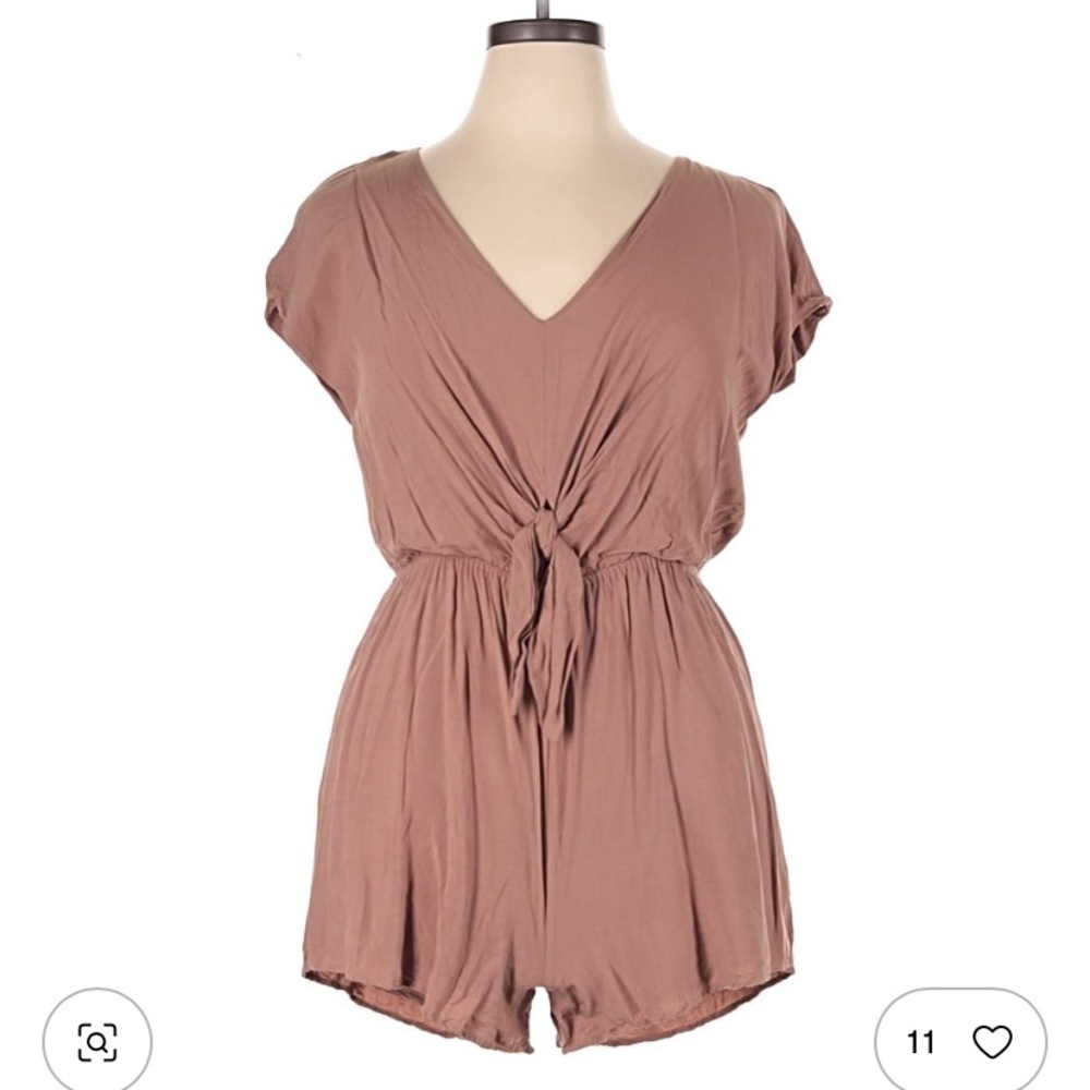 Vici Tan V-Neck Tie-Front Jumpsuit